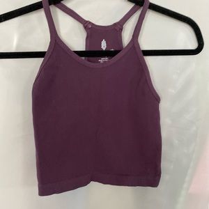 NWOT Free People Purple Ribbed Happiness Runs Crop Top Size XL